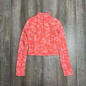 lululemon Pink Camo Cropped Half Zip Pullover Jacket Size 4